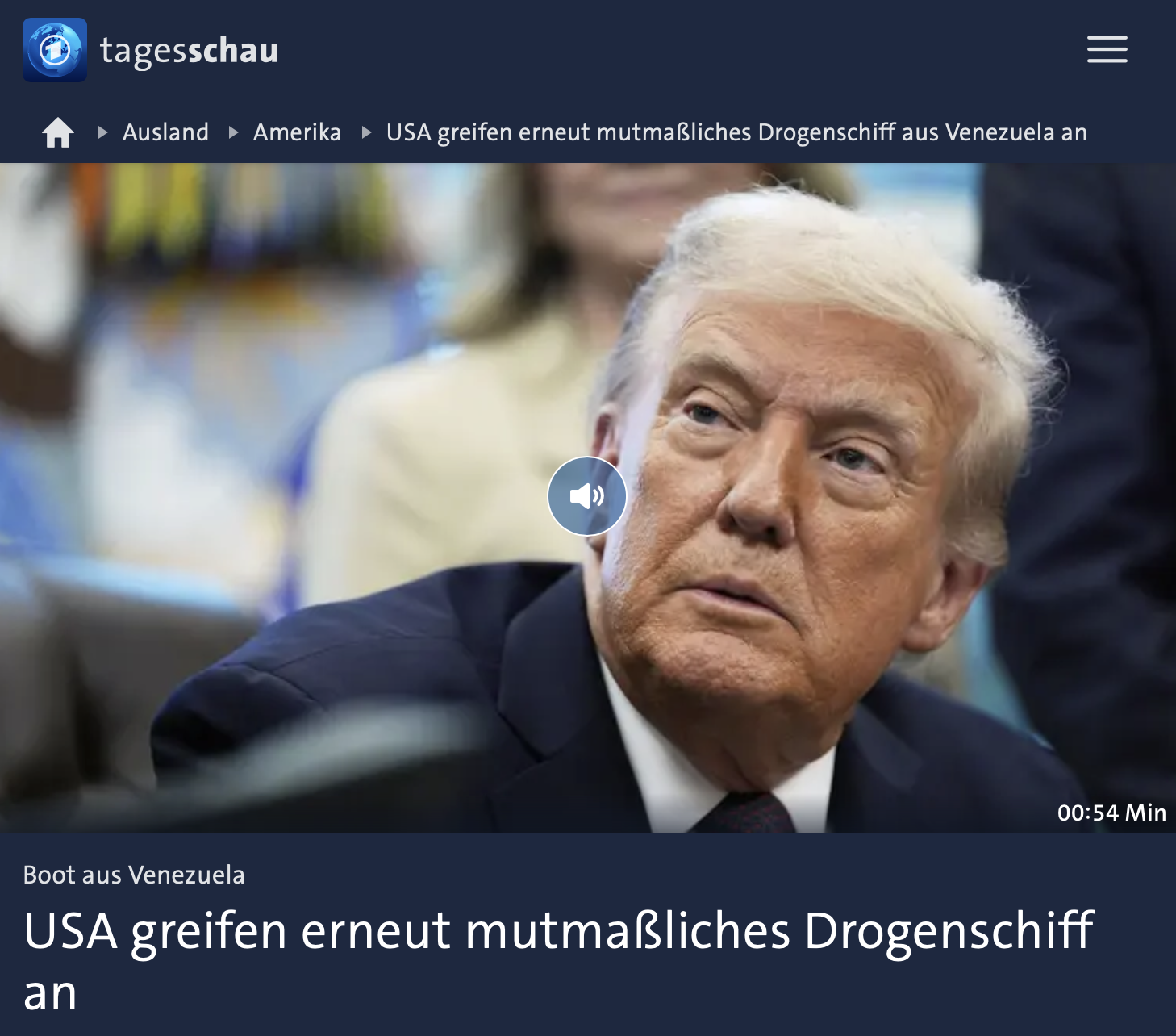 USA greifen erneut mutmaßliches Drogenschiff aus Venezuela an